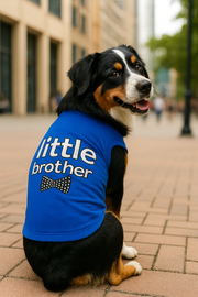 Parisian Pet 'Little Brother' Dog Shirt - Dog Sibling Shirt for Dogs & Cats, Blue