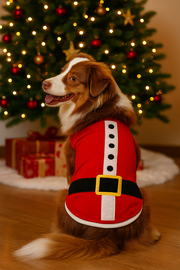 Parisian Pet 'Santa'Dog Shirt - Christmas Pet Apparel for Holiday Cheer, Red