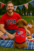 Load image into Gallery viewer, Parisian Pet 'Peace Love Woof' Fun Slogan Dog T-Shirt – Lightweight Cotton Pet Apparel for Dogs & Cats-Valentine's Day
