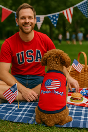 Parisian Pet 'Peace Love Woof' Fun Slogan Dog T-Shirt – Lightweight Cotton Pet Apparel for Dogs & Cats-Valentine's Day