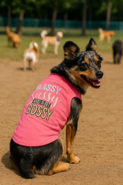 Parisian Pet 'Classy, Sassy, and a Bit Bossy' Dog & Cat T-Shirt – Trendy & Fun Pet Apparel - Pink