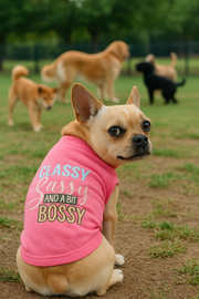 Parisian Pet 'Classy, Sassy, and a Bit Bossy' Dog & Cat T-Shirt – Trendy & Fun Pet Apparel - Pink