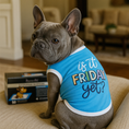 Load image into Gallery viewer, Parisian Pet 'Is It Friday Yet?' Embroidered Dog T-Shirt – Trendy Weekend Dog Apparel for Dogs & Cats, Light Blue
