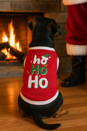 Parisian Pet 'Ho Ho Ho' Pet Holiday Shirt - Christmas Dog Outfit, Red