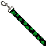 Dog Leash - St. Pat's Clovers Scattered2 Black/Green