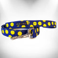 Load image into Gallery viewer, Polka Dot Dog Collars, Leads, and Bows on Blue - 5 Styles
