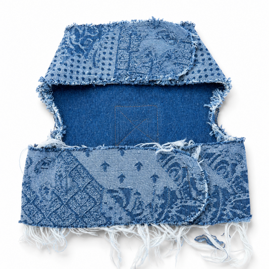 Printed Patchwork Denim Harness