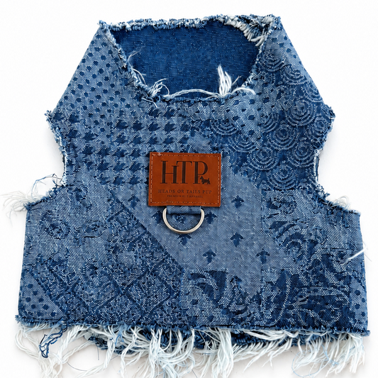 Printed Patchwork Denim Harness
