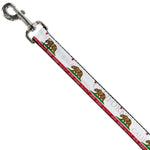 Dog Leash - CALIFORNIA Bear/Star/Crackle Stripe White/Gray/Red