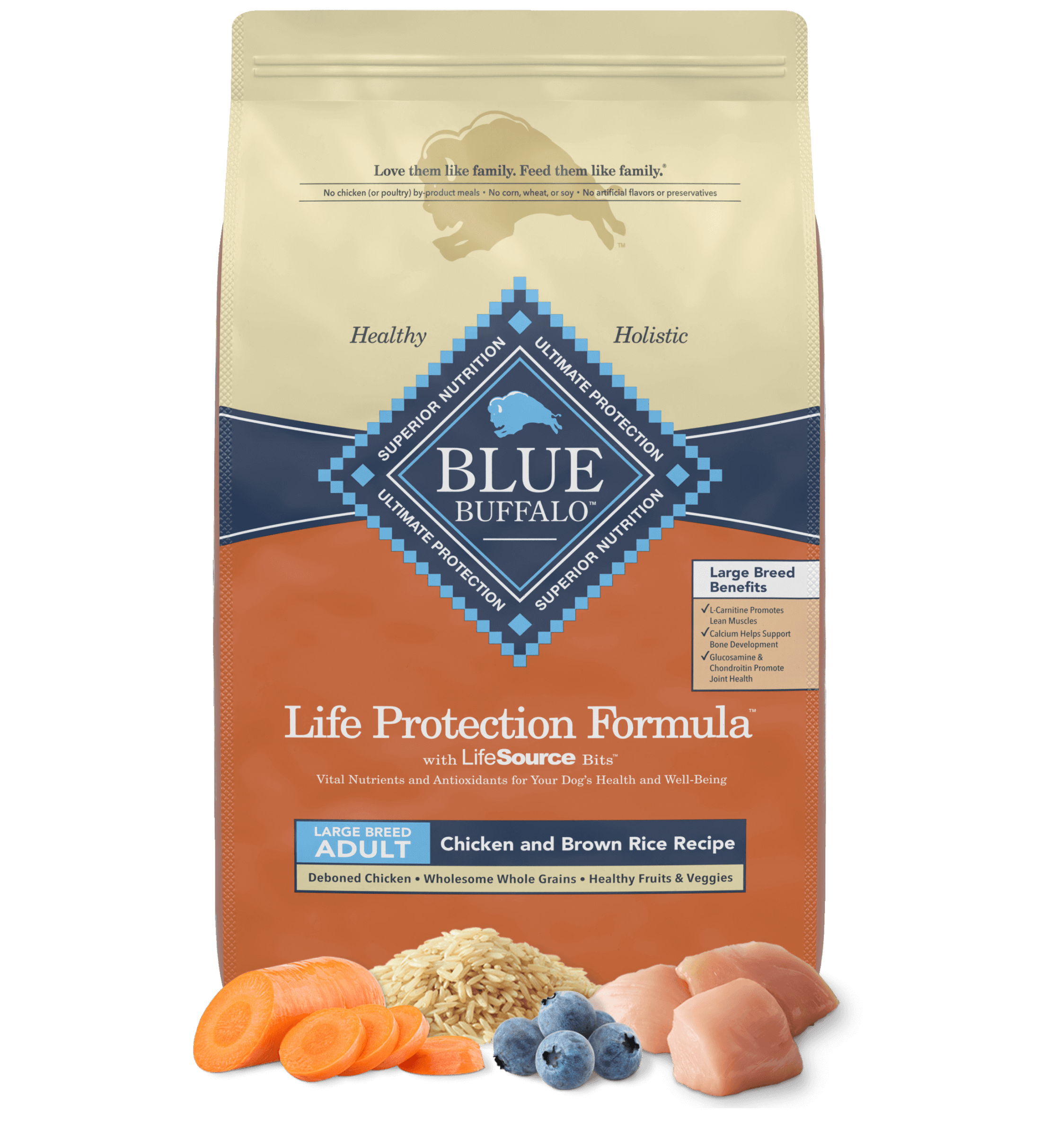 Blue Buffalo Large Breed Adult Chicken and Brown Rice Dry Dog Food 