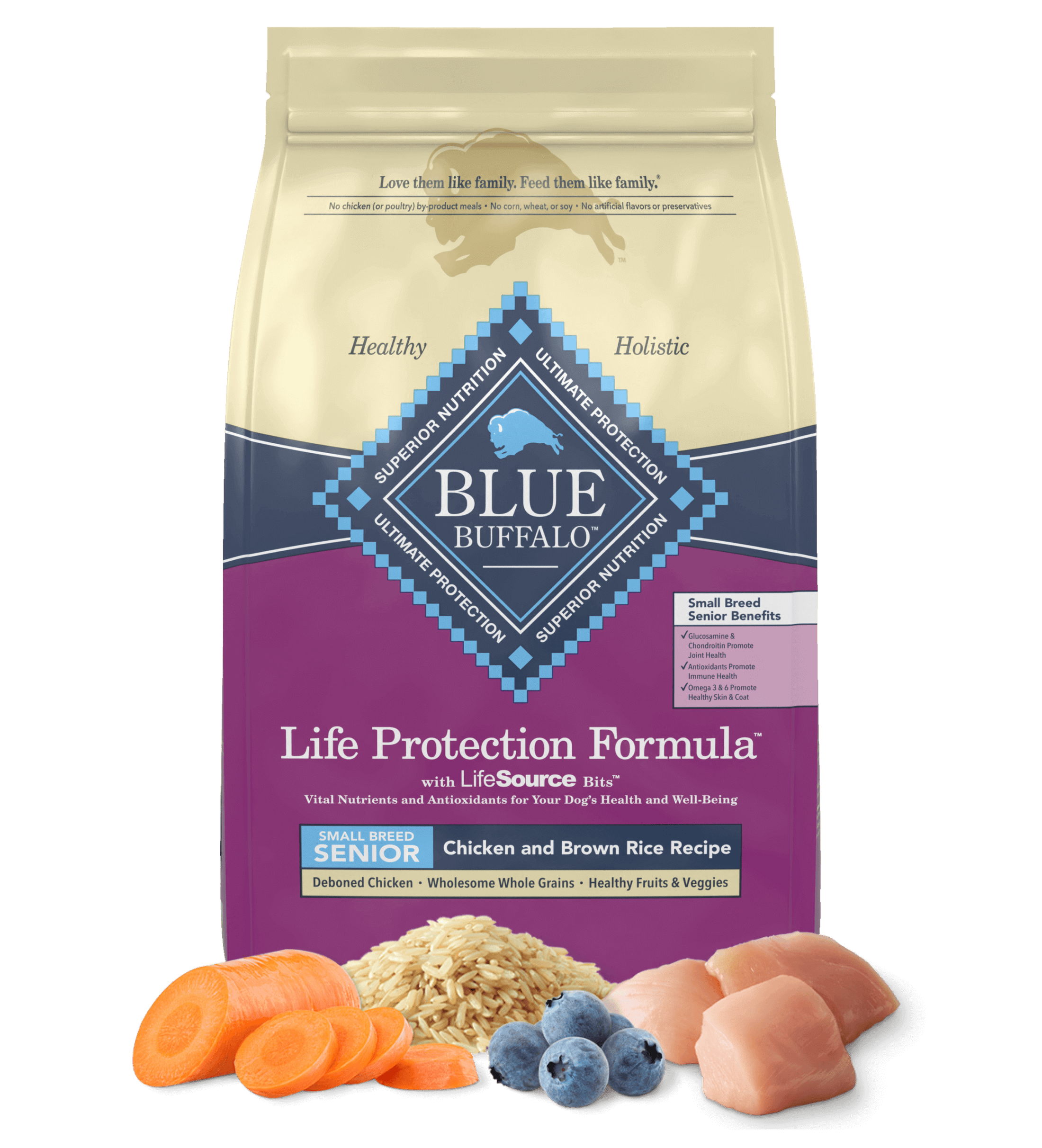 Blue Buffalo Life Protection Formula Senior Small Breed Chicken and Brown Rice Dry Dog Food (5lb) 