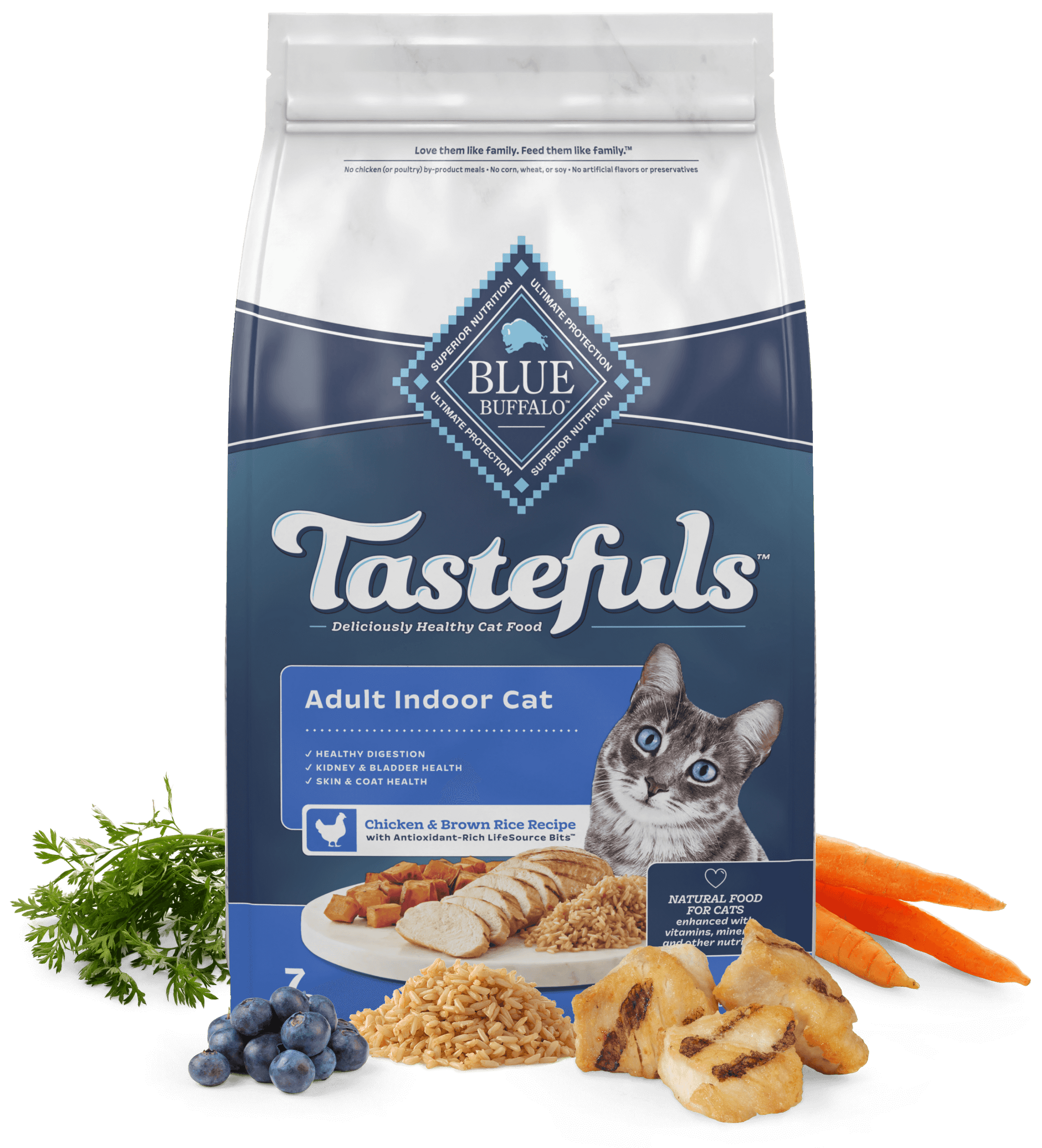 Blue Buffalo Blue Tastefuls Adult Indoor Cat Chicken & Brown Rice Dry Cat Food 