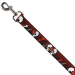 Dog Leash - DJ Skulls Up/Down Black/Red