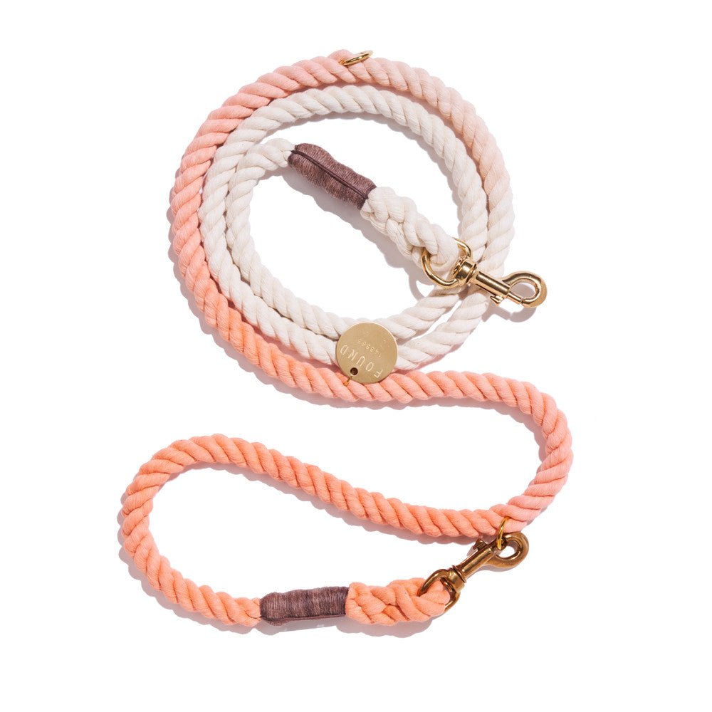 Shop Leashes Premium Peach Cotton Rope Dog Leash | Bolt Snaps, Adjustable | Found My Animal