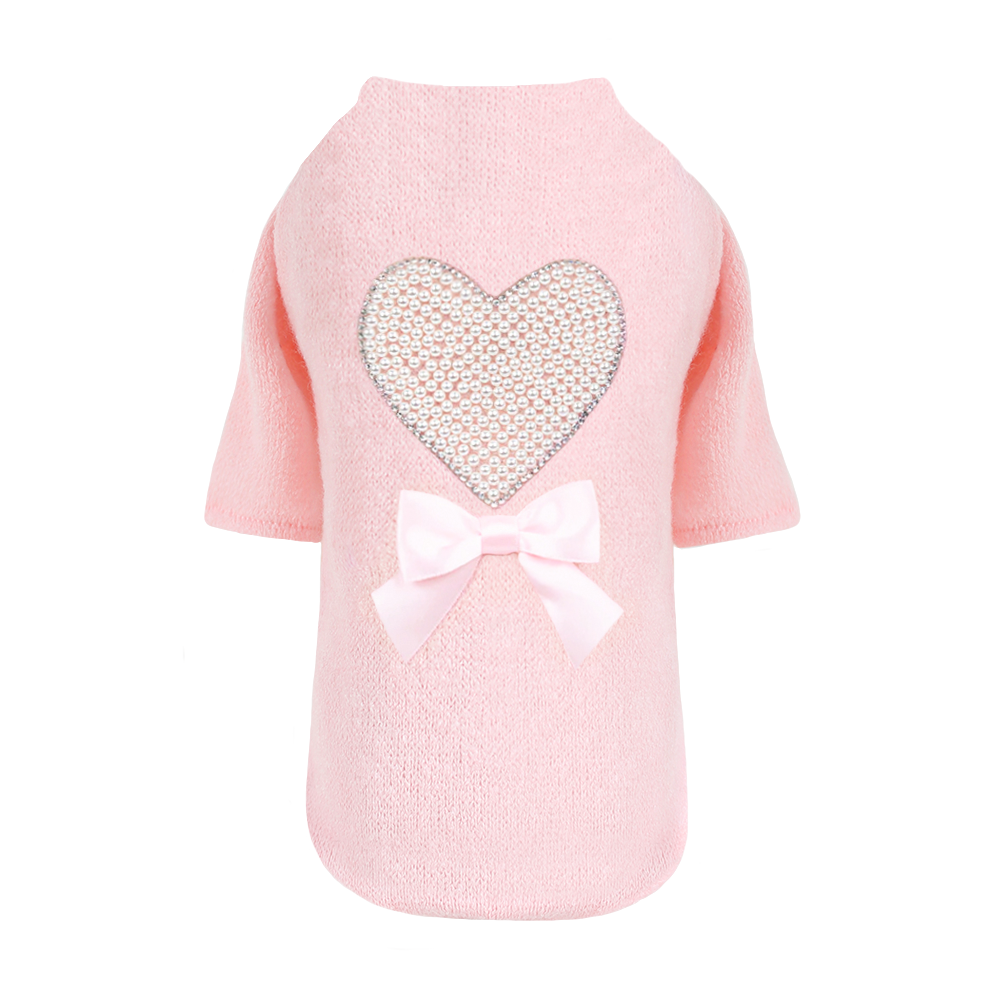 Pearl Heart Dog Sweater Satin Handmade Sweaters - Designer Dog Clothes from Southlake Paws