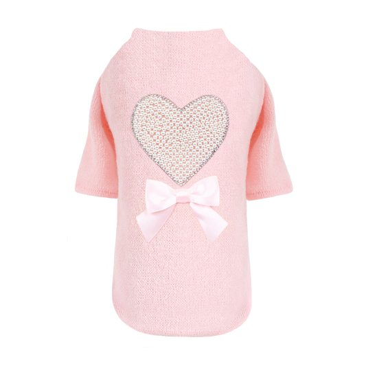 Pearl Heart Dog Sweater Satin Handmade Sweaters - Designer Dog Clothes from Southlake Paws
