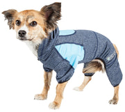 Pet Life ®  Active 'Fur-Breeze' Medium-weight 4-Way-Stretch Full Body Hooded Dog Yoga sweater