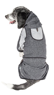 Pet Life ®  Active 'Fur-Breeze' Medium-weight 4-Way-Stretch Full Body Hooded Dog Yoga sweater