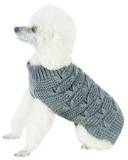 Pet Life ® Butterfly Stitched Heavy Cable Knitted Fashion Turtle Neck Dog Sweater