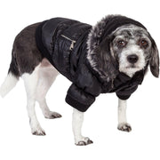 Pet Life ® Classic Metallic Fashion 3M Insulated Dog Coat Parka  w/ Removable Hood
