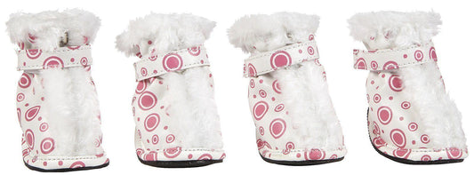 Pet Life ® Fur-Comfort 3M Insulated Fashion Fur and PVC Waterproof Winter Dog Boots - Set of 4