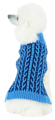 Pet Life ® 'Harmonious' Dual Color Weaved Heavy Cable Knitted Fashion Designer Dog Sweater