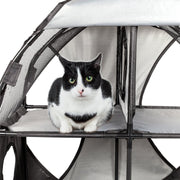 Pet Life ® 'Kitty-Play' Collapsible Travel Interactive Kitty Cat Tree Maze House Lounger Tunnel Lounge