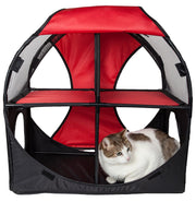 Pet Life ® 'Kitty-Play' Collapsible Travel Interactive Kitty Cat Tree Maze House Lounger Tunnel Lounge