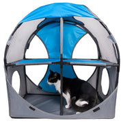Pet Life ® 'Kitty-Play' Collapsible Travel Interactive Kitty Cat Tree Maze House Lounger Tunnel Lounge