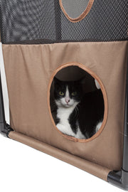 Pet Life ® 'Kitty-Square' Collapsible Travel Interactive Kitty Cat Tree Maze House Lounger Tunnel Lounge