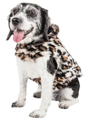 Pet Life ®  Luxe 'Lab-Pard' Dazzling Leopard Patterned Mink Fur Dog Coat