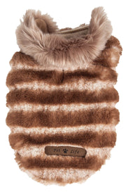 Pet Life ® Luxe 'Tira-Poochoo' Tiramisu Patterned Mink Fur Designer Dog Jacket