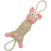 Pet Life ® 'Plush Cow' Natural Jute Rope and Squeak Tugging Plush Dog Toy