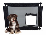 Pet Life ® 'Porta Gate' Anti-Drilling Nylon Mesh Collapsible Folding Travel Safety Pet Cat Dog Gate w/ Zippered Entrance