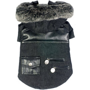 Pet Life ® 'Ruff-Choppered' Denim Fashioned Wool Dog Coat Jacket