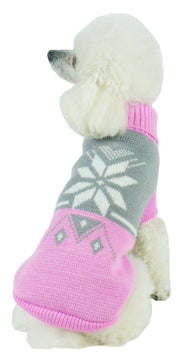 Pet Life ® Snow Flake Cable-Knitted Ribbed Fashion Turtle Neck Dog Sweater