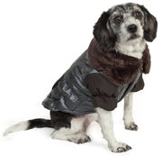 Pet Life ® Track-Collared' Metallic Ultra Fur 3M Insulated Pet Dog Jacket