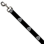 Dog Leash - Native American Skull Black/White