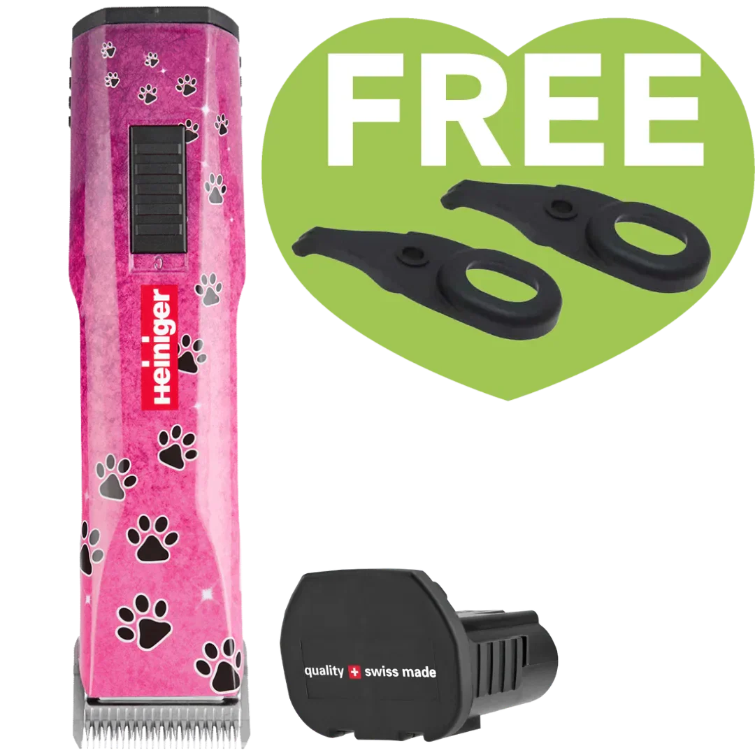 Pink Paws Saphir Cordless Clipper One Battery with 2 Free Drives by Heiniger