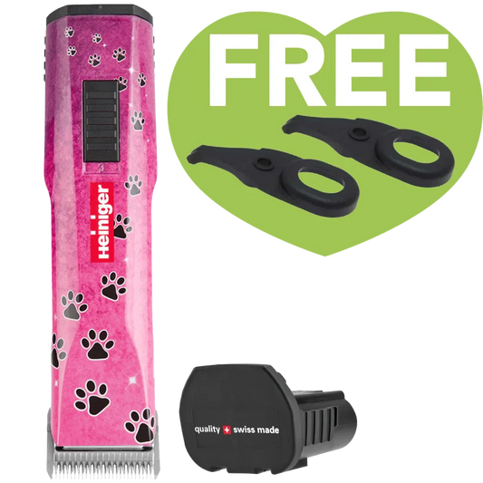 Pink Paws Saphir Cordless Clipper One Battery with 2 Free Drives by Heiniger