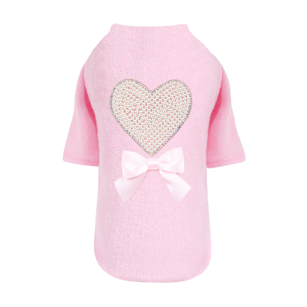 Pearl Heart Dog Sweater Satin Handmade Sweaters - Designer Dog Clothes from Southlake Paws