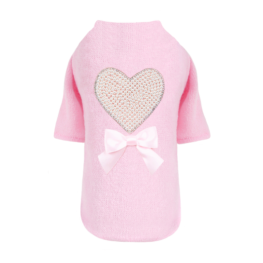Pearl Heart Dog Sweater Satin Handmade Sweaters - Designer Dog Clothes from Southlake Paws