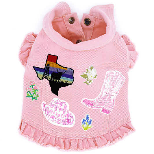 Texas Bluebonnet - Denim Dog Jacket for dogs