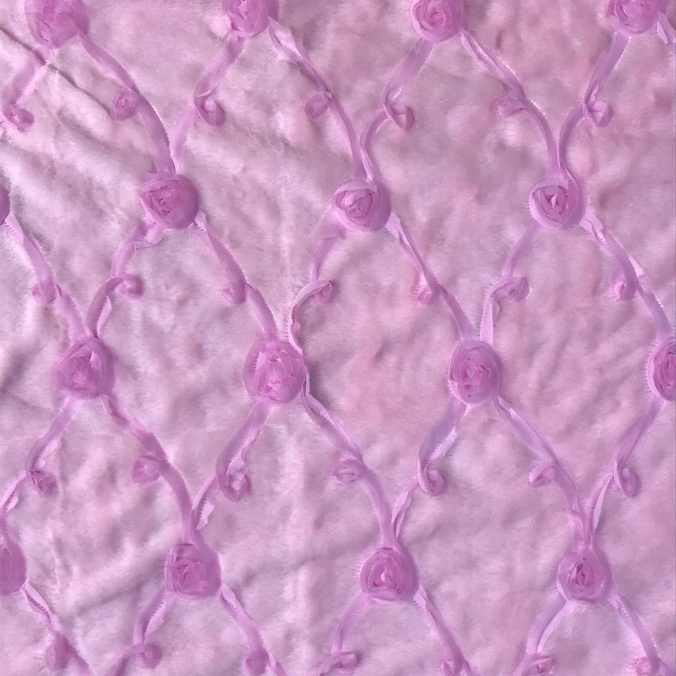 Blanket, Embroidered Roses in Pale Pink 