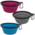 Load image into Gallery viewer, Mr. Peanut's 3 Pak XL (25oz) Collapsible Silicone Bowls with Color Matched Carabiner Clips - Southlake Paws
