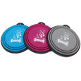 Load image into Gallery viewer, Mr. Peanut's 3 Pak XL (25oz) Collapsible Silicone Bowls with Color Matched Carabiner Clips

