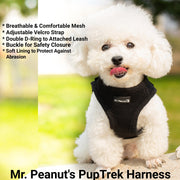 Mr. Peanut's PupTrek Harness and Leash Set,  Small Dog/Cat Soft Mesh Step In Harness Vest