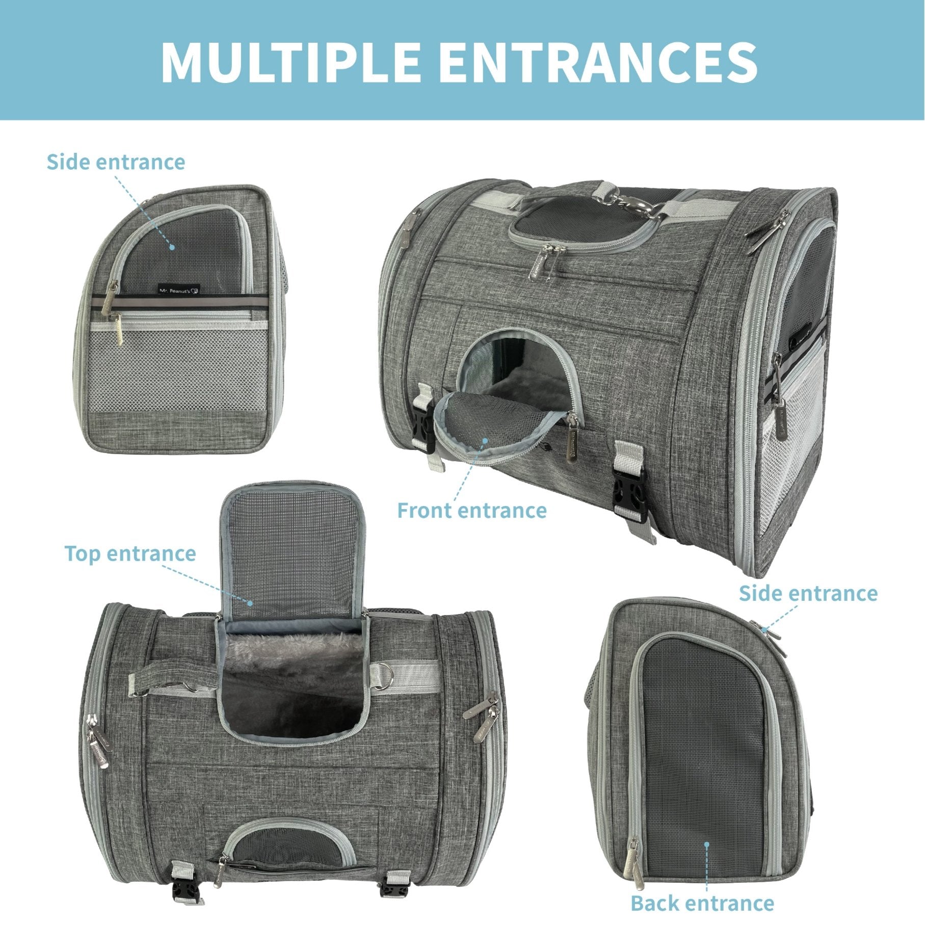 Mr. Peanut's Monterey Series Airline Compliant Horizontal Backpack Pet Carrier - Southlake Paws