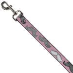 Dog Leash - Mustaches Pink/Sketch