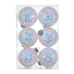 Kurt Adler 100MM 6pc Shatterproof Iridescent Glittered Ball Ornaments
